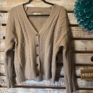 Lucky Brand Elegant Beige Cable Knit Cardigan Size XS
